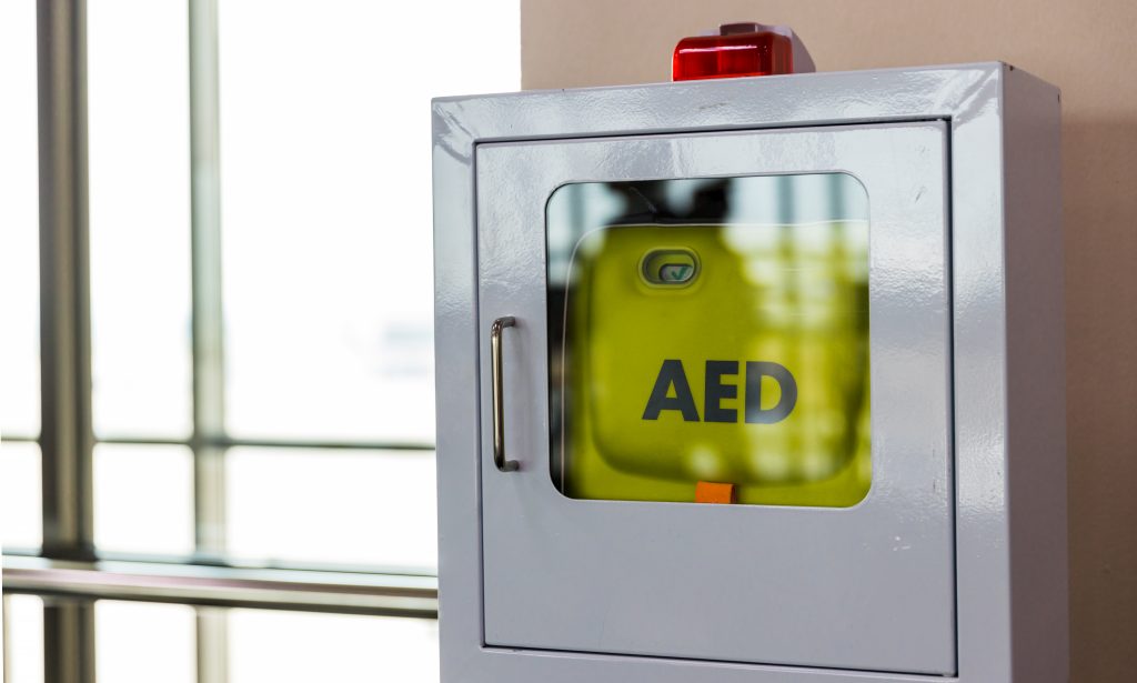 First aid box cardiopulmonary resuscitation using automated external defibrillator device,